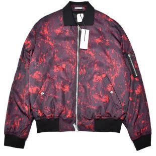 dior homme men's runway red abstract print bomber|Dior men's runway.